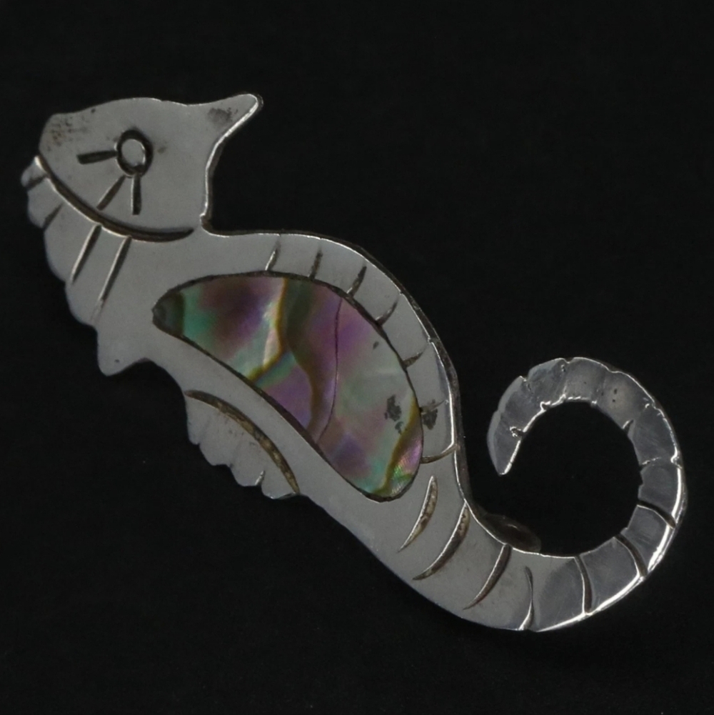 Unique Vintage Silver and Iridescent Seahorse Decoration